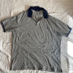 POLO RALPH LAUREN MENS PRE OWNED 3-BUTTON MESH SHIRT GREY/BLUE 4XLT